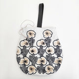 mina perhonen zs9003 hanakaze pear bag 刺繍 ペアーバッグ 巾着 トートバッグ ホワイト ブラック レディース ミナペルホネン【中古】5-0718G♪