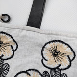 mina perhonen zs9003 hanakaze pear bag 刺繍 ペアーバッグ 巾着 トートバッグ ホワイト ブラック レディース ミナペルホネン【中古】5-0718G♪
