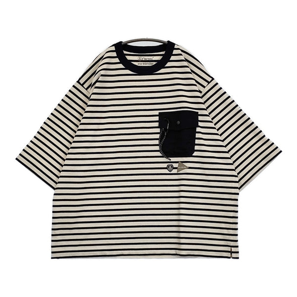 and wander/ORCIVAL 新品 XL 大きいサイズ Ｔシャツ 25SS オフホワイト ネイビー メンズ アンドワンダー/オーシバル/オーチバル【中古】5-0718S♪