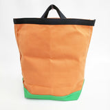 TEMBEA 未使用品 ROLL TOP TOTE 定価22000円 コットン トートバッグ オレンジ グリーン レディース テンベア【中古】5-0808G◎
