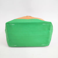 TEMBEA 未使用品 ROLL TOP TOTE 定価22000円 コットン トートバッグ オレンジ グリーン レディース テンベア【中古】5-0808G◎