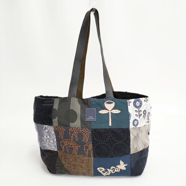 mina perhonen piece bag ピースバッグ パッチワーク トートバッグ ネイビー 多色 レディース ミナペルホネン【中古】5-0808G◎