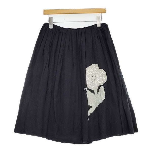 mina perhonen os5648 forest girl 刺繍 スカート 濃紺 ネイビー レディース ミナペルホネン【中古】5-1109M∞