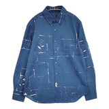 mina perhonen undiscovered サイズS ps1062h 長袖シャツ ブルー ホワイト メンズ ミナペルホネン【中古】5-1014M♪