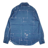 mina perhonen undiscovered サイズS ps1062h 長袖シャツ ブルー ホワイト メンズ ミナペルホネン【中古】5-1014M♪