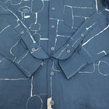 mina perhonen undiscovered サイズS ps1062h 長袖シャツ ブルー ホワイト メンズ ミナペルホネン【中古】5-1014M♪