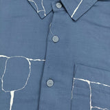 mina perhonen undiscovered サイズS ps1062h 長袖シャツ ブルー ホワイト メンズ ミナペルホネン【中古】5-1014M♪