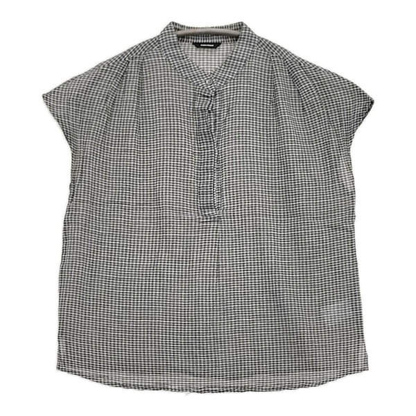 JOURNAL STANDARD フレンチスリーブ チェック プルオーバー ブラウス シャツ ブラック グレー レディース ジャーナルスタンダード【中古】5-0725S♪