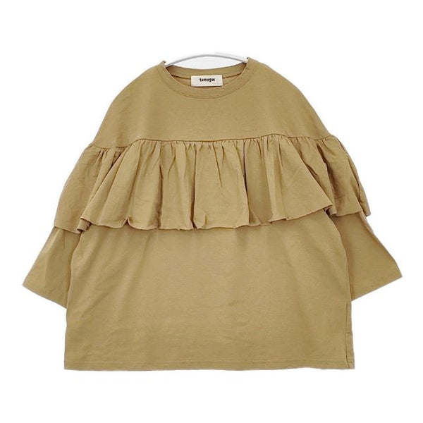 tumugu TC24224 リサイクルコットン天竺 ラッフルプルオーバー カットソー ブラウス シャツ 24SS ベージュ レディース ツムグ【中古】5-0824M∞