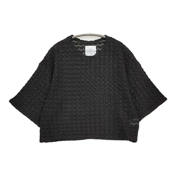 ROBE de PEAU スモールシェルプルオーバー 定価14000円 R284 レース カットソー 25SS ブラック レディース ローブデポー【中古】5-0718S♪