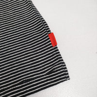 Healthknit モックネック ボーダー サイズM 半袖Ｔシャツ カットソー ブラック ホワイト レディース ヘルスニット【中古】5-0725S♪