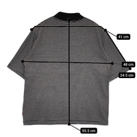 Healthknit モックネック ボーダー サイズM 半袖Ｔシャツ カットソー ブラック ホワイト レディース ヘルスニット【中古】5-0725S♪