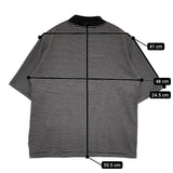 Healthknit モックネック ボーダー サイズM 半袖Ｔシャツ カットソー ブラック ホワイト レディース ヘルスニット【中古】5-0725S♪