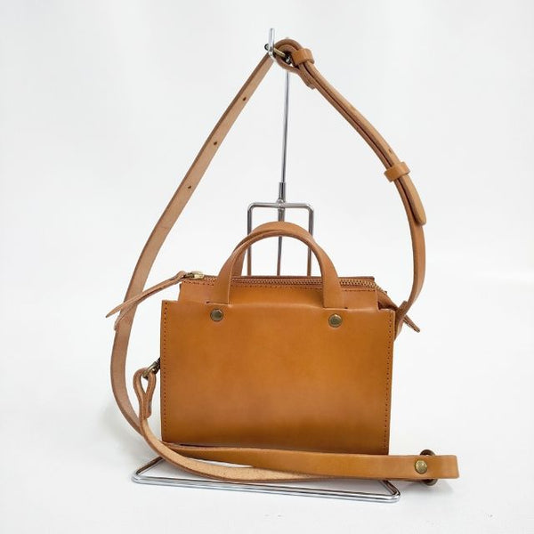 TIDEWAY HAYNI別注 2way Porle ポルレ 定価18900円 本革 ショルダーバッグ トートバッグ キャメル レディース タイドウェイ【中古】5-1029G∞