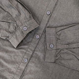 オローネ portom20106 バンドカラー ロングシャツワンピース コットン シャツ グレー レディース オローネ【中古】5-1109M∞