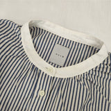 休日と詩 portom23076 アリウムロングシャツ ストライプ コットン 長袖シャツ ブルー ホワイト レディース 休日と詩【中古】5-1109M∞