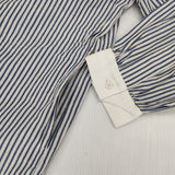 休日と詩 portom23076 アリウムロングシャツ ストライプ コットン 長袖シャツ ブルー ホワイト レディース 休日と詩【中古】5-1109M∞