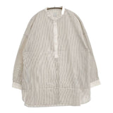 休日と詩 portom23018 アリッサムロングシャツ ストライプ 長袖シャツ オフホワイト ブラック レディース 休日と詩【中古】5-1109M∞