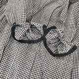 オオカミとフクロウ portom21140 フクロウとキンモクセイのシーソー ギンガムチェック ワンピース ブラック ホワイト レディース オオカミとフクロウ【中古】5-1109M∞