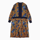 ANTIPAST 花柄 ニット ドッキング 定価48000円 FC389 サイズ1 ワンピース ブラウン ネイビー レディース アンティパスト【中古】5-1103T♪