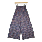 UNITED ARROWS P ギャザー イージーパンツ 定価18700円 総柄 ワイド パンツ ネイビー レッド レディース ユナイテッドアローズ【中古】5-1109M∞