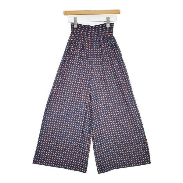 UNITED ARROWS P ギャザー イージーパンツ 定価18700円 総柄 ワイド パンツ ネイビー レッド レディース ユナイテッドアローズ【中古】5-1109M∞