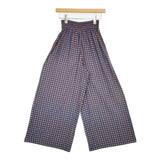 UNITED ARROWS P ギャザー イージーパンツ 定価18700円 総柄 ワイド パンツ ネイビー レッド レディース ユナイテッドアローズ【中古】5-1109M∞