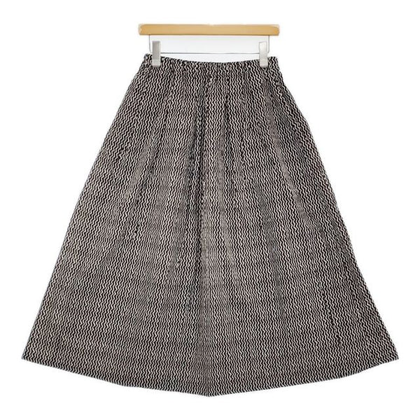 Lulu 日本製 インドコットン 総柄 ロングスカート ブラック ホワイト レディース ルル【中古】5-1109M∞