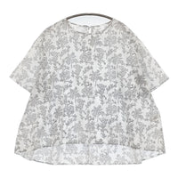 Lulu インド製 コットン 花柄 ボタニカル ブラウス シャツ ホワイト ブラック レディース ルル【中古】5-0725S♪