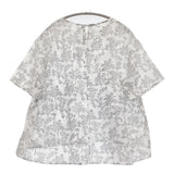 Lulu インド製 コットン 花柄 ボタニカル ブラウス シャツ ホワイト ブラック レディース ルル【中古】5-0725S♪