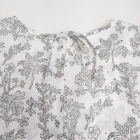 Lulu インド製 コットン 花柄 ボタニカル ブラウス シャツ ホワイト ブラック レディース ルル【中古】5-0725S♪