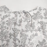 Lulu インド製 コットン 花柄 ボタニカル ブラウス シャツ ホワイト ブラック レディース ルル【中古】5-0725S♪