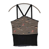 ANTIPAST ディズニー ふしぎの国のアリス ノースリーブトップス ボーダー キャミソール ブラック ベージュ レディース アンティパスト【中古】5-1109M∞