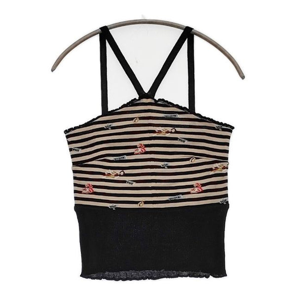 ANTIPAST ディズニー ふしぎの国のアリス ノースリーブトップス ボーダー キャミソール ブラック ベージュ レディース アンティパスト【中古】5-1109M∞