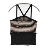 ANTIPAST ディズニー ふしぎの国のアリス ノースリーブトップス ボーダー キャミソール ブラック ベージュ レディース アンティパスト【中古】5-1109M∞