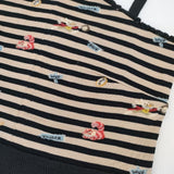 ANTIPAST ディズニー ふしぎの国のアリス ノースリーブトップス ボーダー キャミソール ブラック ベージュ レディース アンティパスト【中古】5-1109M∞