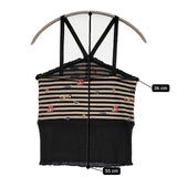 ANTIPAST ディズニー ふしぎの国のアリス ノースリーブトップス ボーダー キャミソール ブラック ベージュ レディース アンティパスト【中古】5-1109M∞