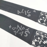 ANTIPAST レース ディズニー ふしぎの国のアリス リボン ストール ブラック レディース アンティパスト【中古】5-0913G◎