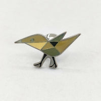 mina perhonen ピンバッジ バッチ sanpo 鳥 ブローチ イエロー カーキ レディース ミナペルホネン【中古】5-0910G∞