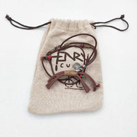 HENRY CUIR レザー ビーズ キリン ネックレス ブラウン レディース アンリークイール【中古】5-0910G∞