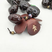HENRY BEGUELIN ククイ ビーズ 花 ネックレス ダークブラウン レディース エンリーベグリン【中古】5-0910G∞