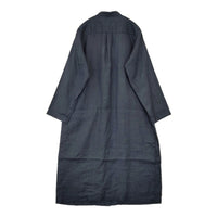 fog linen work リトアニア製リネン コートワンピース 長袖 ギャザー ワンピース ネイビー レディース フォグリネンワーク【中古】5-0812M△