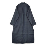 fog linen work リトアニア製リネン コートワンピース 長袖 ギャザー ワンピース ネイビー レディース フォグリネンワーク【中古】5-0812M△