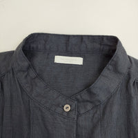 fog linen work リトアニア製リネン コートワンピース 長袖 ギャザー ワンピース ネイビー レディース フォグリネンワーク【中古】5-0812M△