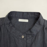 fog linen work リトアニア製リネン コートワンピース 長袖 ギャザー ワンピース ネイビー レディース フォグリネンワーク【中古】5-0812M△