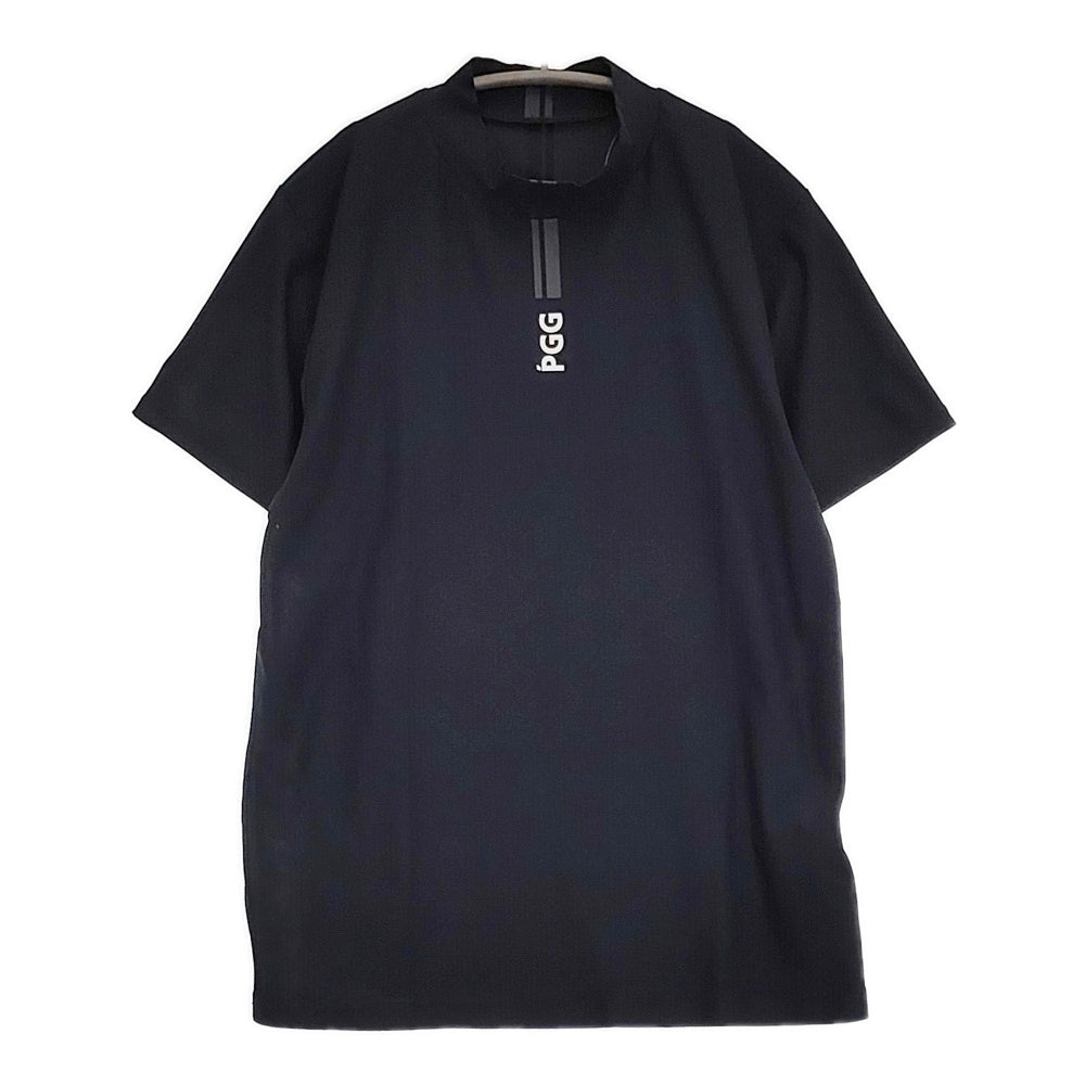 【日本製】 パーリーゲイツ モックネックカットソー スリーブロゴ サイズ5 KAZEメッシュ半袖モックネックカットソー ＜ロゴボーダー柄
