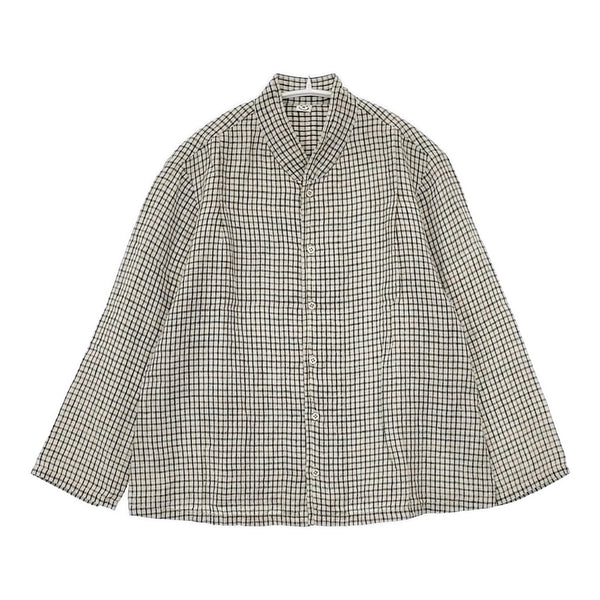 45R/45rpm 50430311 未使用品 インドリネンの四角ブラウス 定価44000円 長袖シャツ チェック柄 ベージュ マルチカラー レディース フォーティーファイブアールピーエム【中古】5-0812M△