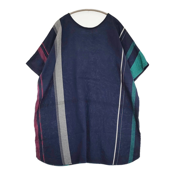 tamaki niime suton-T HALF ストンT ハーフ フレンチスリーブ チュニック ネイビー グリーン レディース 玉木新雌/タマキニイメ【中古】5-0725S♪