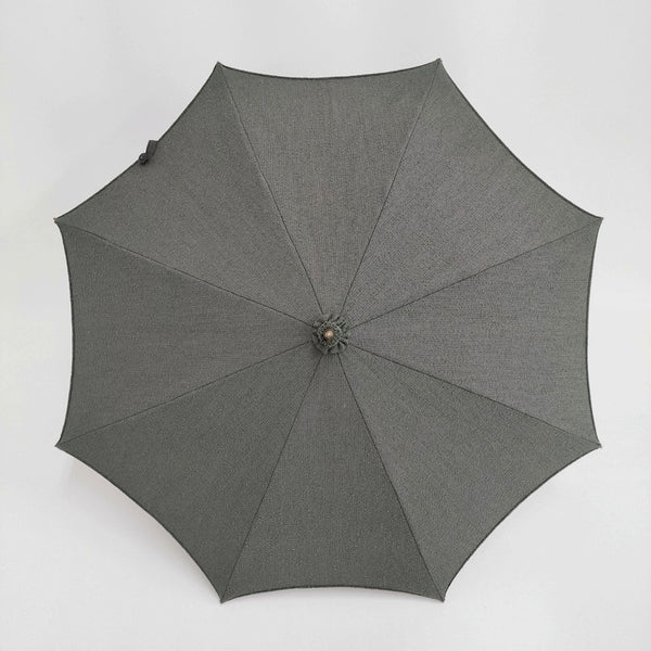 イイダ傘店 日傘 43cm 獣地 KIYATA 定価36720円 黒猫 木彫り 傘 チャコールグレー レディース イイダ傘店【中古】5-0718G♪