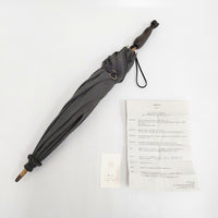 イイダ傘店 日傘 43cm 獣地 KIYATA 定価36720円 黒猫 木彫り 傘 チャコールグレー レディース イイダ傘店【中古】5-0718G♪